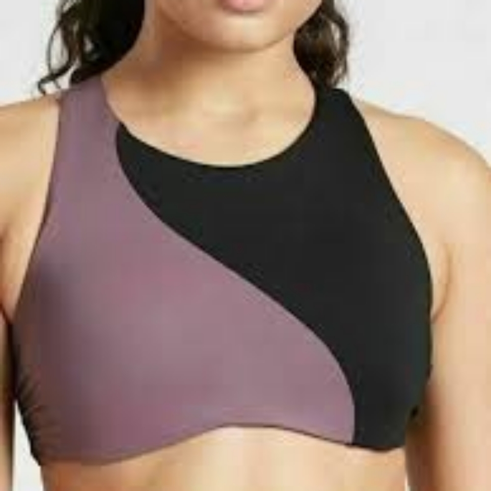 Asym Colorblock High Neck Bikini Top 36D/DD